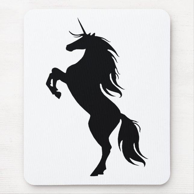 Schwarze Einhorn-Silhouette-Maus-Pad Mousepad (Vorne)