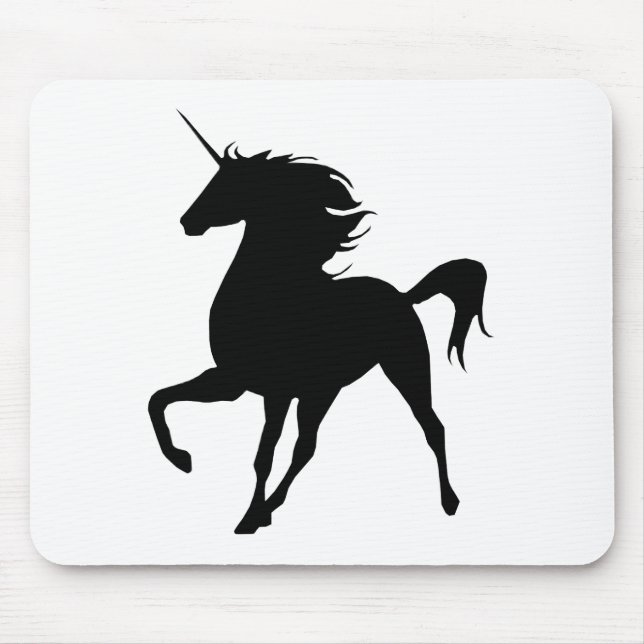 Schwarze Einhorn-Silhouette-Maus-Pad Mousepad (Vorne)