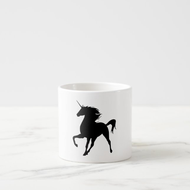 Schwarze Einhorn-Silhouette-Tasse Espressotasse (Vorderseite)