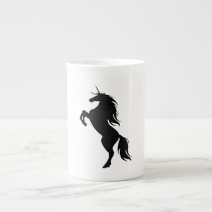 Schwarze Einhorn-Silhouette-Tasse Prozellantasse