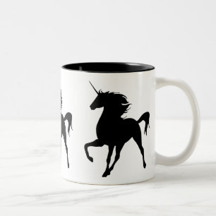 Schwarze Einhorn-Silhouette-Tasse Zweifarbige Tasse