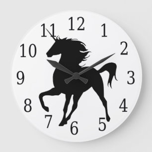 Schwarze Einhorn-Silhouette-Uhr Große Wanduhr