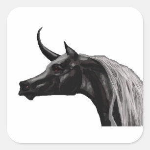 Schwarze Einhornkleber Quadratischer Aufkleber