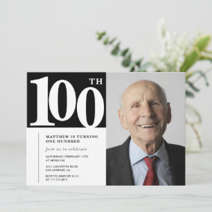 Schwarze Einladung zum 100. Geburtstag Modernes Ch