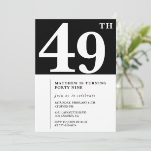 Schwarze Einladung zum 49. Geburtstag Elegant Chic