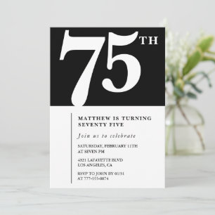 Schwarze Einladung zum 75. Geburtstag Elegant Chic