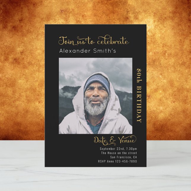 Schwarze Einladung zum 80. Geburtstag (Von Creator hochgeladen)