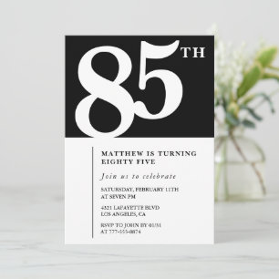 Schwarze Einladung zum 85. Geburtstag Elegant Chic