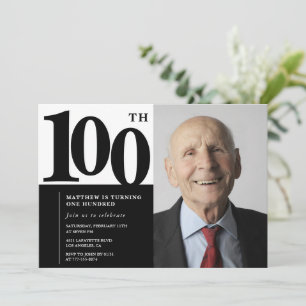 Schwarze Einladungen zum 100. Geburtstag Eleganter