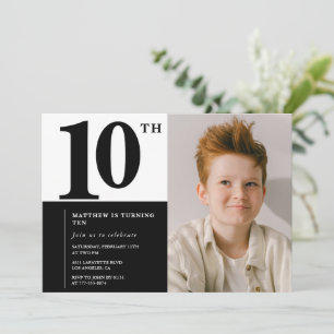 Schwarze Einladungen zum 10. Geburtstag Elegant Ch