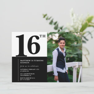 Schwarze Einladungen zum 16. Geburtstag Eleganter