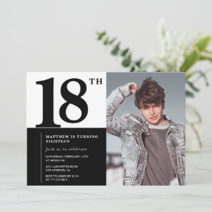 Schwarze Einladungen zum 18. Geburtstag Elegant Ch