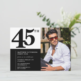 Schwarze Einladungen zum 45. Geburtstag Elegant Ch