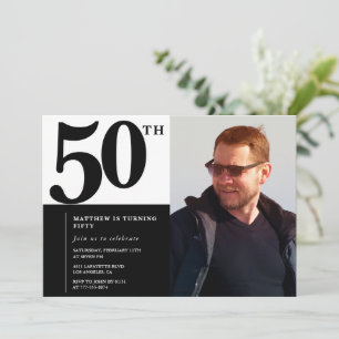 Schwarze Einladungen zum 50. Geburtstag Elegant Ch