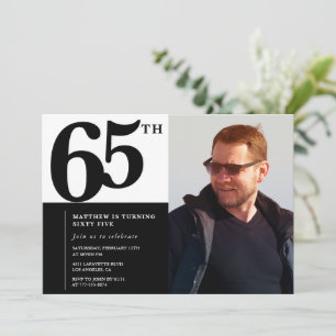 Schwarze Einladungen zum 65. Geburtstag Elegant Ch