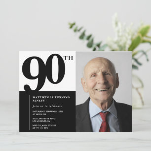 Schwarze Einladungen zum 90. Geburtstag Elegant Ch