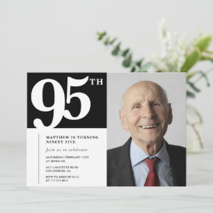 Schwarze Einladungen zum 95. Geburtstag Modern Chi
