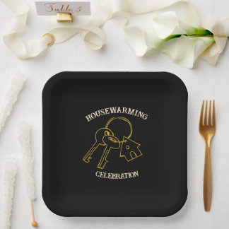 Schwarze Einweihungs-Papierplatten mit Gold Pappteller