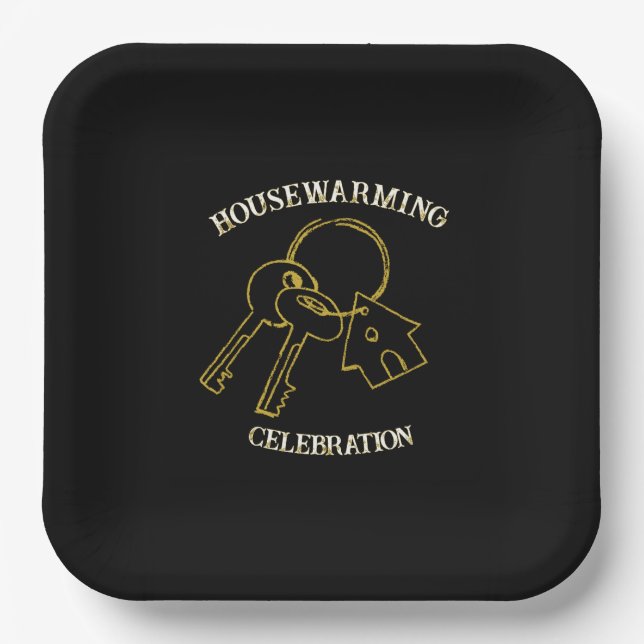 Schwarze Einweihungs-Papierplatten mit Gold Pappteller (Vorderseite)