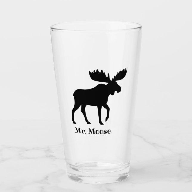 Schwarze Elch-Silhouette personalisiert Glas (Vorderseite)
