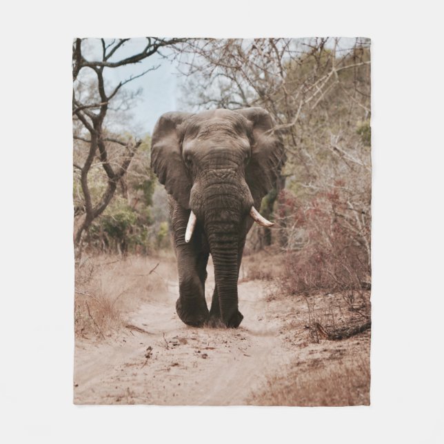 SCHWARZE ELEFANLAGE AUF BROWSAND FLEECEDECKE (Vorderseite)