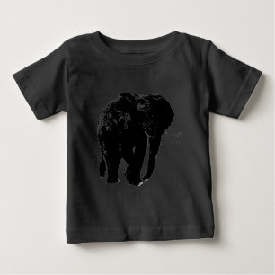 Schwarze Elefant-Silhouette Baby T-shirt