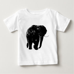 Schwarze Elefant-Silhouette Baby T-shirt
