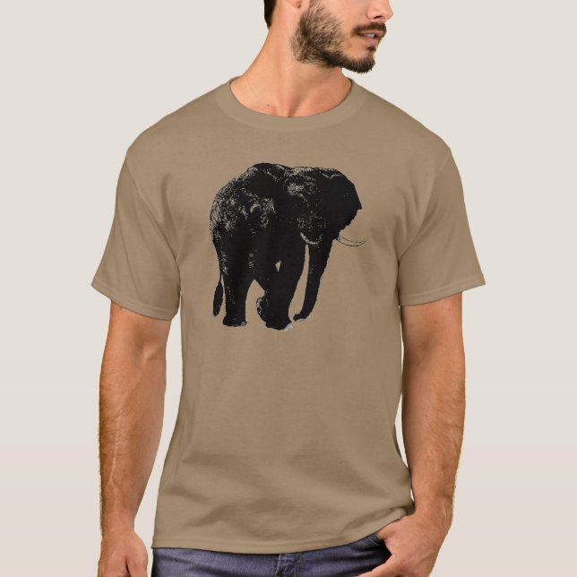 Schwarze Elefant-Silhouette T-Shirt (Vorderseite)