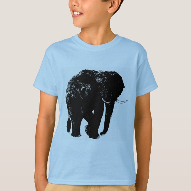 Schwarze Elefant-Silhouette T-Shirt (Vorderseite)
