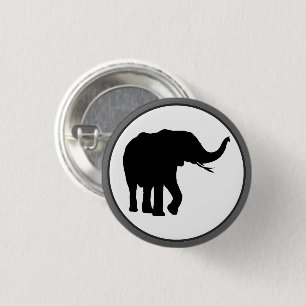 Schwarze Elefantenzeichnung in weißem Kreis Button