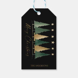 Schwarze Elegant Minimal Frohe Weihnachtsbaumen Geschenkanhänger