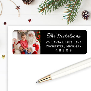Schwarze elegante Familienfoto-Weihnachtsadresse