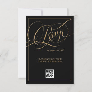 Schwarze elegante formelle Hochzeit RSVP Karte