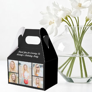 Schwarze elegante Geburtstags-Fotocollage-Party Geschenkschachtel