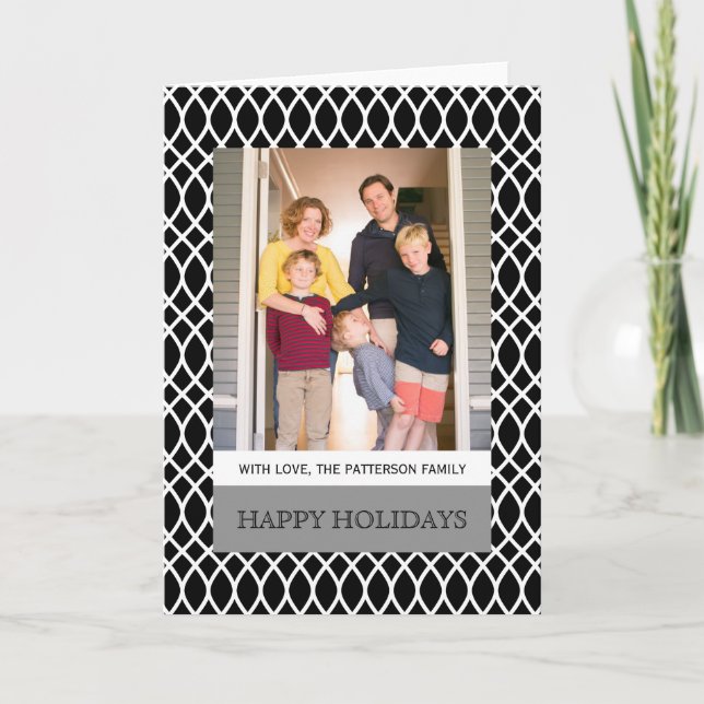 Schwarze Elegante Gitter Foto Grußkarte Feiertagskarte (Vorderseite)