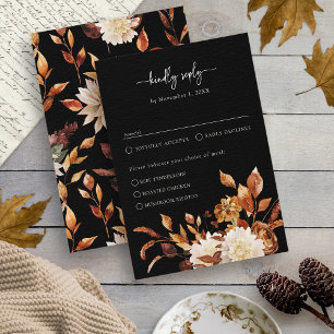 Schwarze Elegante Herbst RSVP Karte