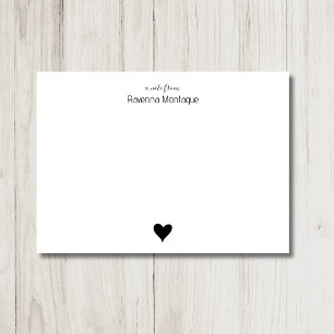 Schwarze elegante Herz-Minimalist-Hochzeit mit ind Mitteilungskarte