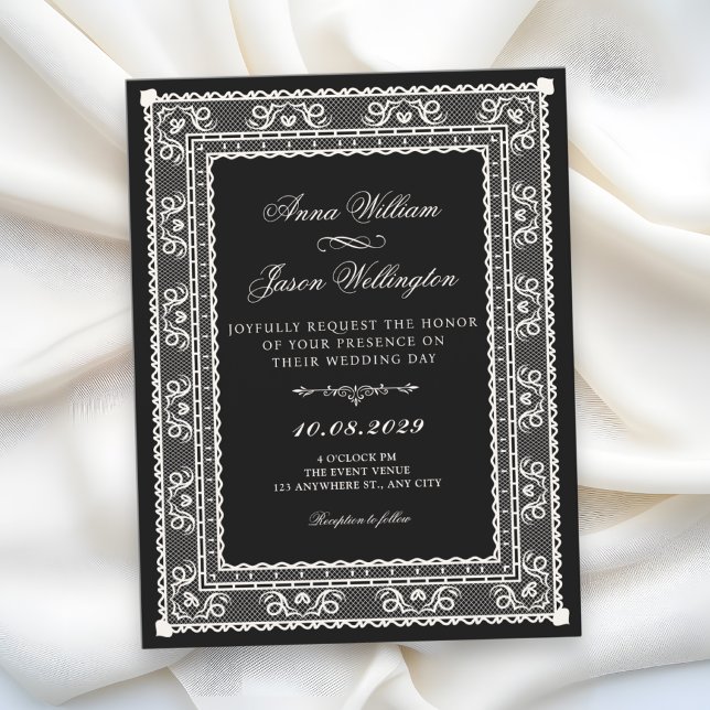 Schwarze elegante Hochzeit Einladung (Von Creator hochgeladen)