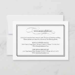 Schwarze elegante Hochzeitsunterkünfte im Skriptst RSVP Karte