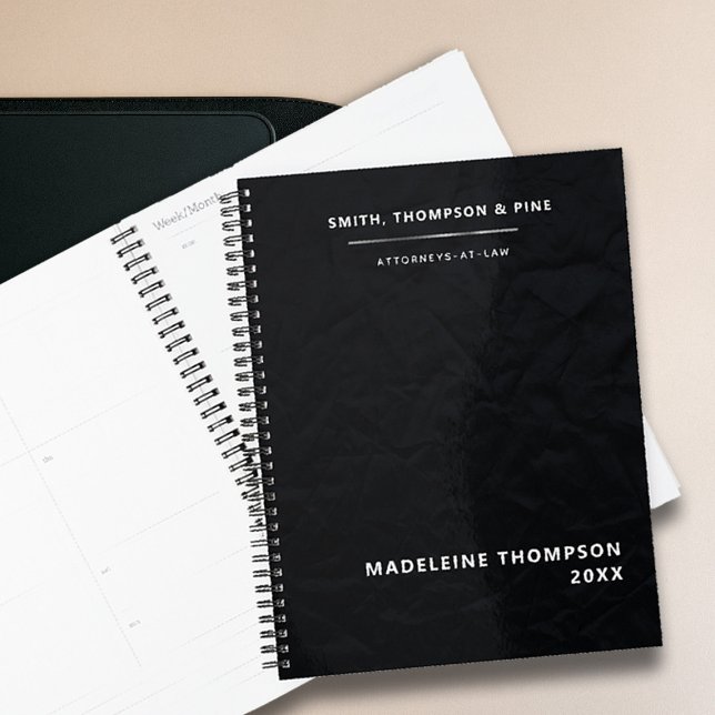 Schwarze Elegante Moderne Berufliche Geschäftswelt Planer (business corporate planner black white lawyer law firm office management paralegal manager gift)