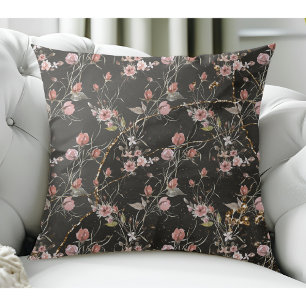 Schwarze Elegante Moderne Rose Kissen