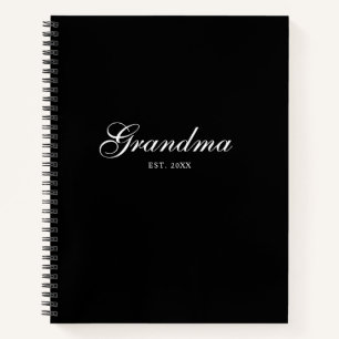 Schwarze elegante Schrift etablierte Oma Notizbuch