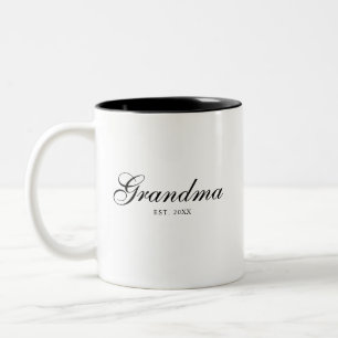 Schwarze elegante Schrift etablierte Oma Zweifarbige Tasse