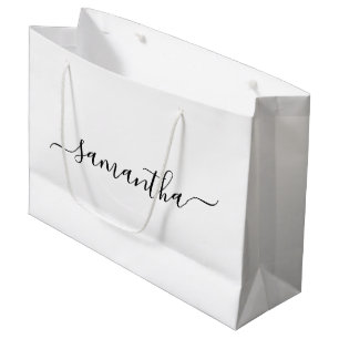 Schwarze elegante Schriftzug-Signatur Name Große Geschenktüte