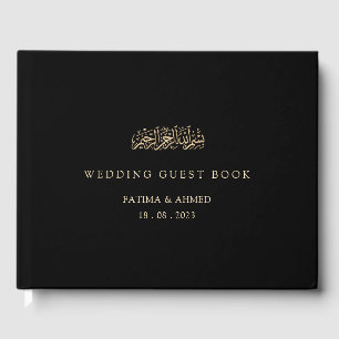 Schwarze, elegante Script Minimal Gold-Muslime Hoc Gästebuch