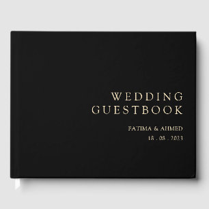 Schwarze, elegante Script Minimal Gold-Muslime Hoc Gästebuch