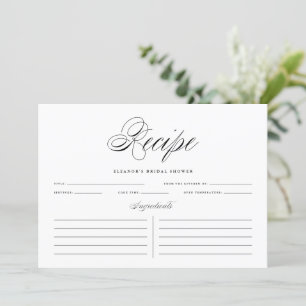 Schwarze, elegante Script-Personalisierte Rezept-K Einladung