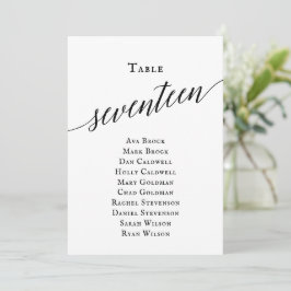 Schwarze, elegante Script-Tischnummer 17 Seating C Einladung
