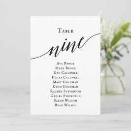 Schwarze, elegante Script-Tischnummer 9 Sitzungsta Einladung