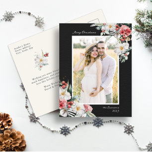 Schwarze elegante Weihnachts-Foto-Feiertags-Postka Postkarte